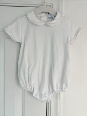 Little English White Peter Pan Collar Bubble 12m